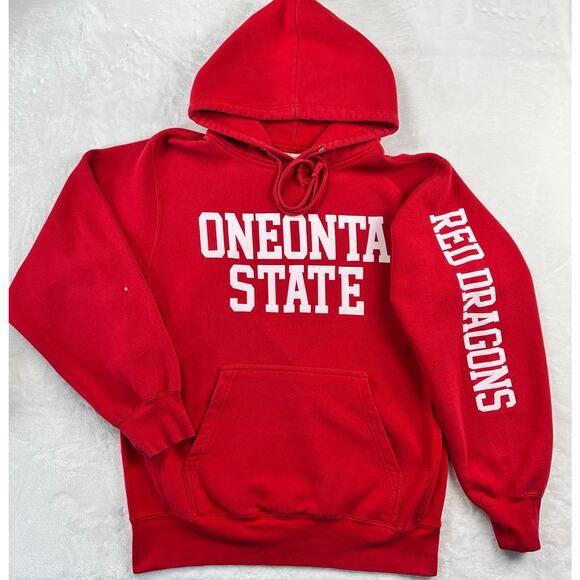 MV Sport Pro-Weave Oneonta State Vintage Hooded Sweatshirt SZ Small Red Dragons - Picture 1 of 7